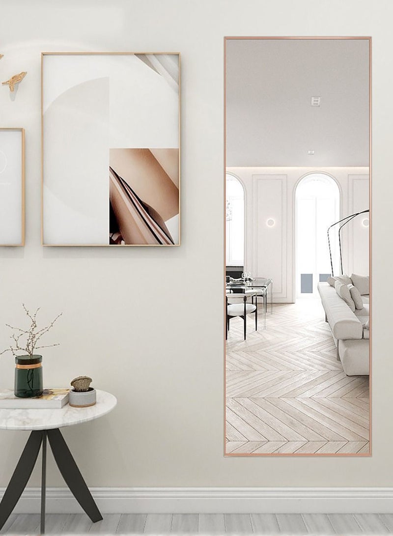 Merry Moments Modern Full Length Mirror Standing Hanging or Leaning Against Wall Large Rectangle Bedroom Mirror Floor Mirror Dressing Mirror Wall-Mounted Mirror, Aluminum Alloy Thin Gold Frame Round Corner 45x155cm - Image 4