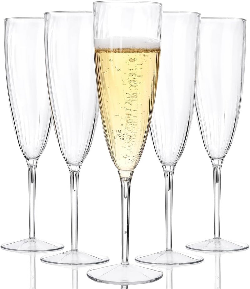 WDF 36PCS Clear Champagne Flutes Plastic - 6 OZ Clear Disposable Champagne Flutes Party Supplies for Wedding/Birthday/Parties - Image 1