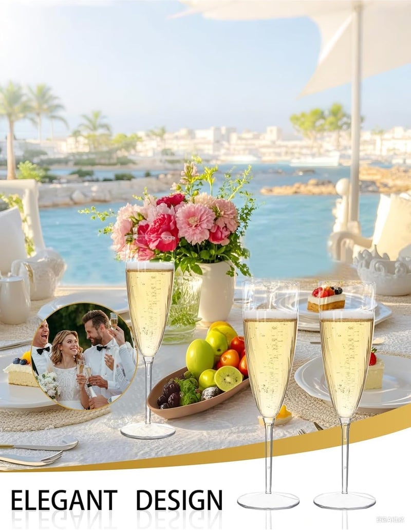 WDF 36PCS Clear Champagne Flutes Plastic - 6 OZ Clear Disposable Champagne Flutes Party Supplies for Wedding/Birthday/Parties - Image 5