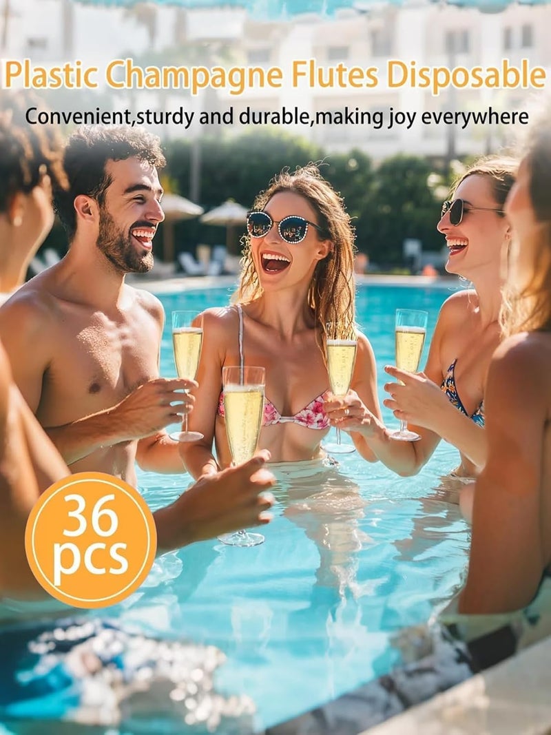 WDF 36PCS Clear Champagne Flutes Plastic - 6 OZ Clear Disposable Champagne Flutes Party Supplies for Wedding/Birthday/Parties - Image 3