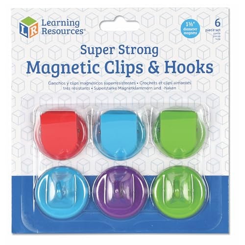 Learning Resources Super Strong Magnetic Hooks Clips Magnetic Clips for Whiteboard Strong Magnet Hooks for Classroom Magnets with Hook Fridge Clip Magnets Refrigerator Magnet Hook - Image 1