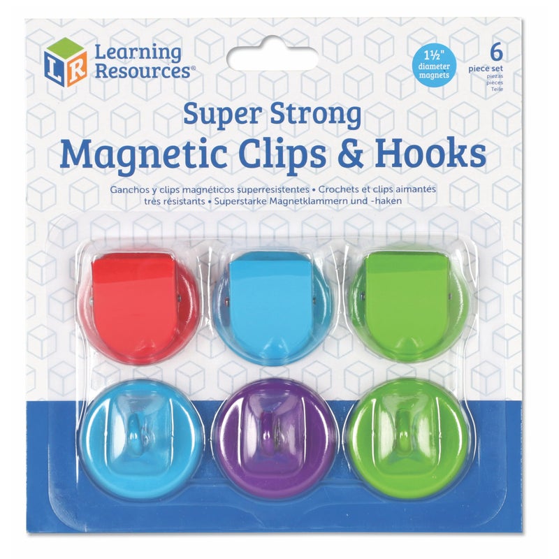 Learning Resources Super Strong Magnetic Hooks Clips Magnetic Clips for Whiteboard Strong Magnet Hooks for Classroom Magnets with Hook Fridge Clip Magnets Refrigerator Magnet Hook - Image 2