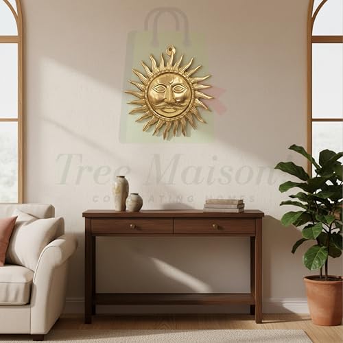 TREE MAISON CORONATING HOMES Brass Sun | Brass Surya | Weight - 1156 Gram Approx | 10 Inch Approx | Brass Sun Face Wall Hanging | Home Decor | Sun for Vastu| Sun Idol Face for Positivity - Image 4