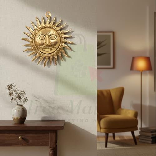 TREE MAISON CORONATING HOMES Brass Sun | Brass Surya | Weight - 1156 Gram Approx | 10 Inch Approx | Brass Sun Face Wall Hanging | Home Decor | Sun for Vastu| Sun Idol Face for Positivity - Image 3