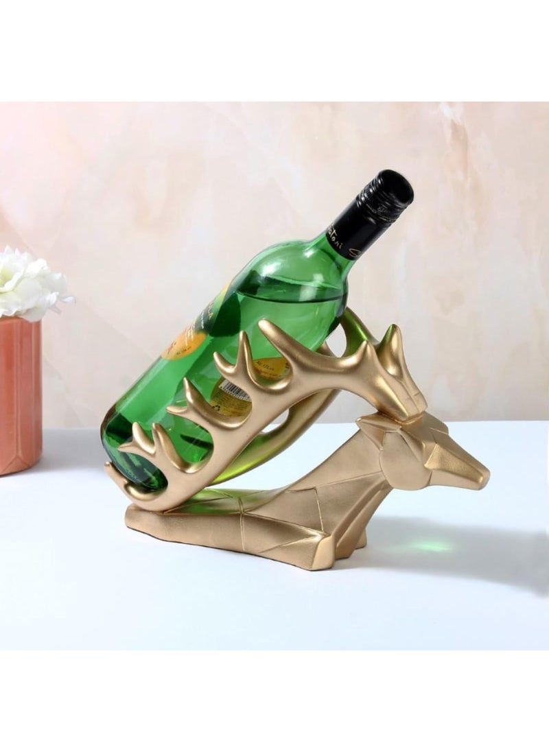 SMOKEY COCKTAIL SMOKEY COCKTAIL Deer Head Bottle Stand Perfect Wine Rack Storage Organizer for Kitchen Countertop Table Top Holder for Wine Beer PopSoda Water Gold  - Image 1