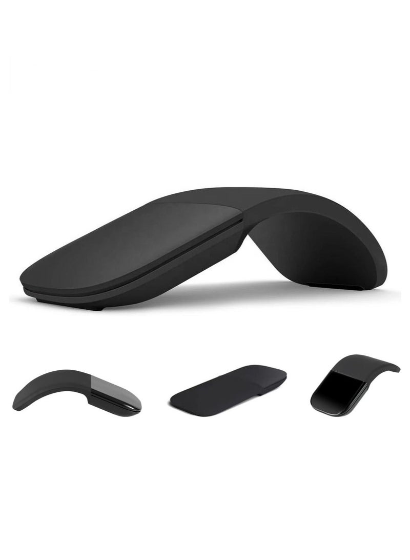 CAYGA Arc Touch Mouse, Portable Wireless Foldable Mouse With USB Nano Receiver, Ergonomic Mini Optical Computer Mice for Notebook Laptop Tablet Smart Phone (Black) - Image 1
