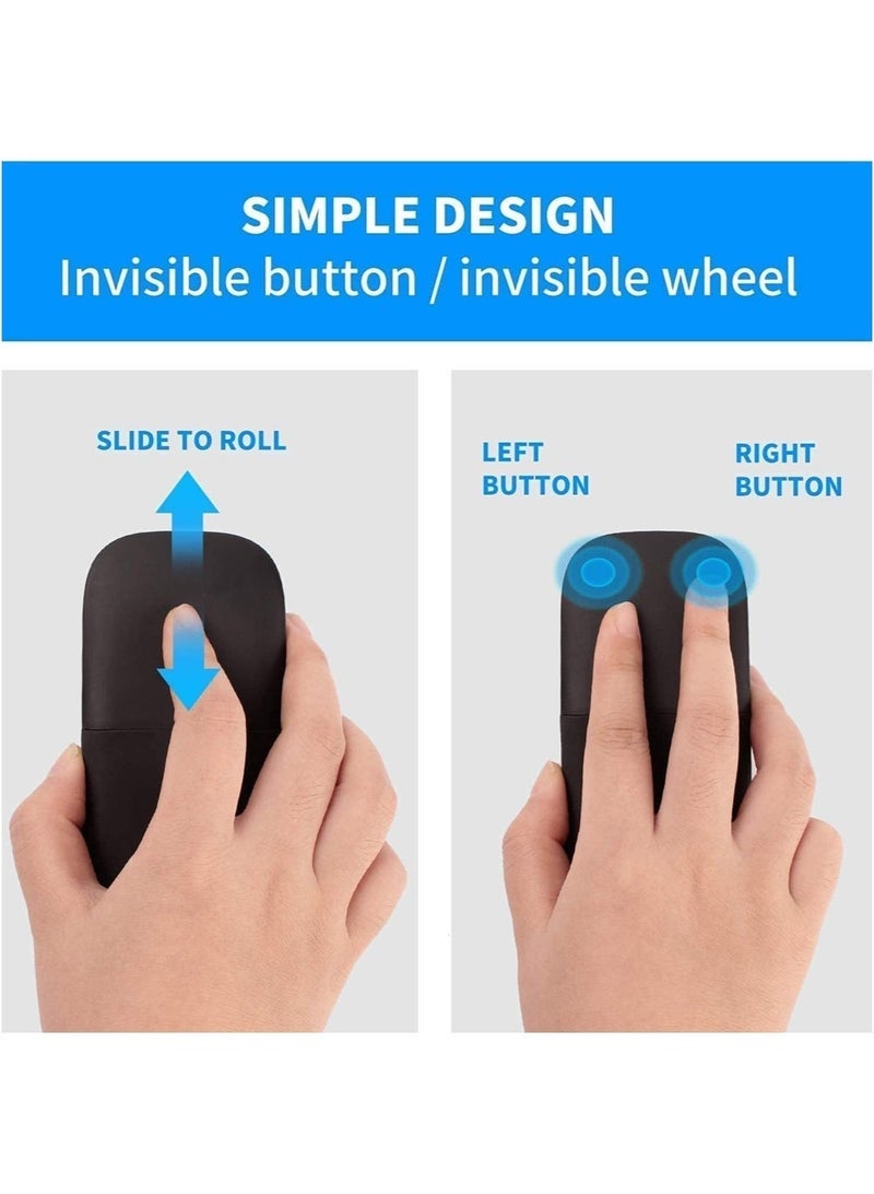 CAYGA Arc Touch Mouse, Portable Wireless Foldable Mouse With USB Nano Receiver, Ergonomic Mini Optical Computer Mice for Notebook Laptop Tablet Smart Phone (Black) - Image 3