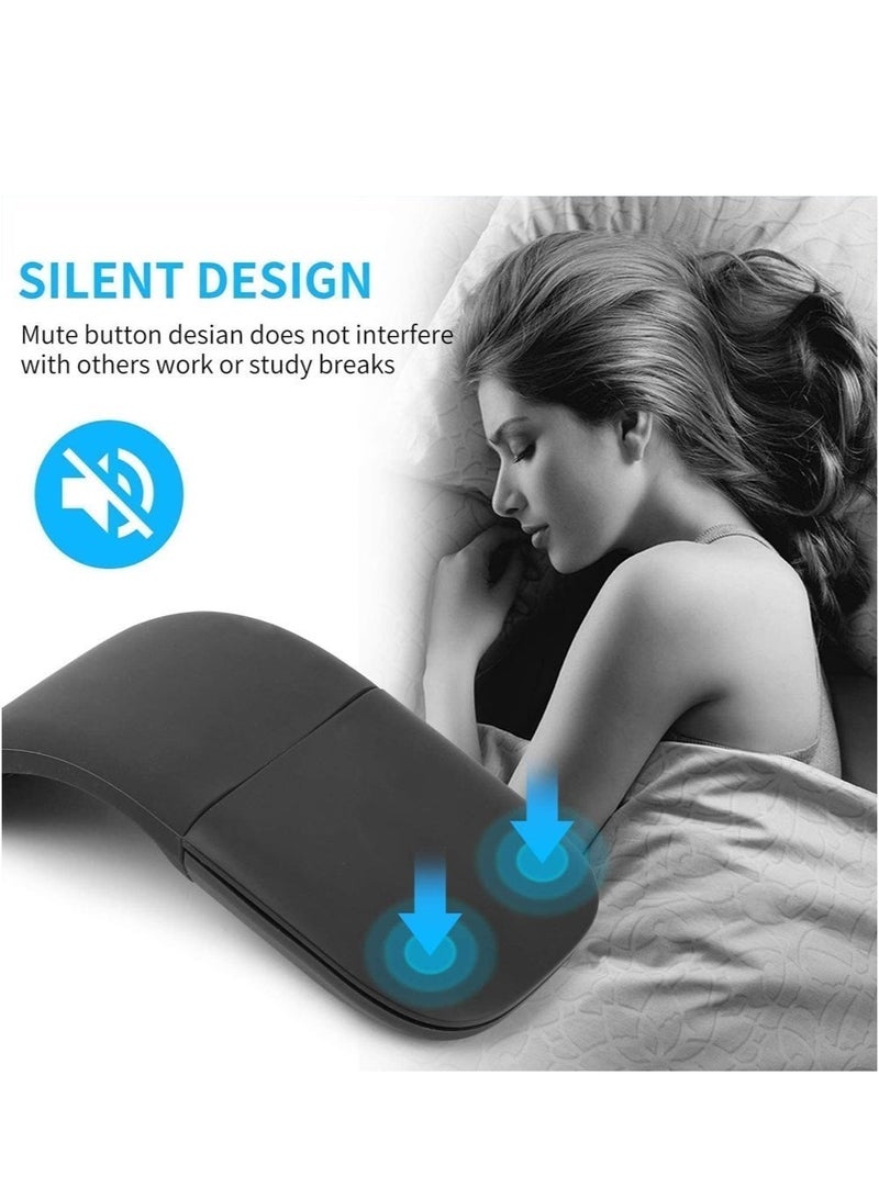 CAYGA Arc Touch Mouse, Portable Wireless Foldable Mouse With USB Nano Receiver, Ergonomic Mini Optical Computer Mice for Notebook Laptop Tablet Smart Phone (Black) - Image 4