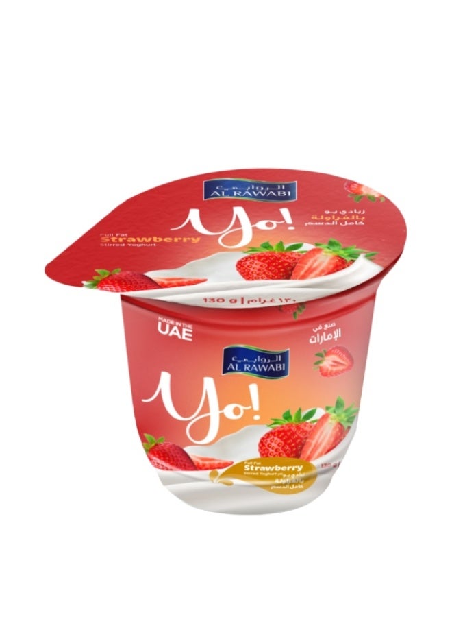 Al Rawabi Full Fat Yoghurt, Strawberry - 130g, UAE