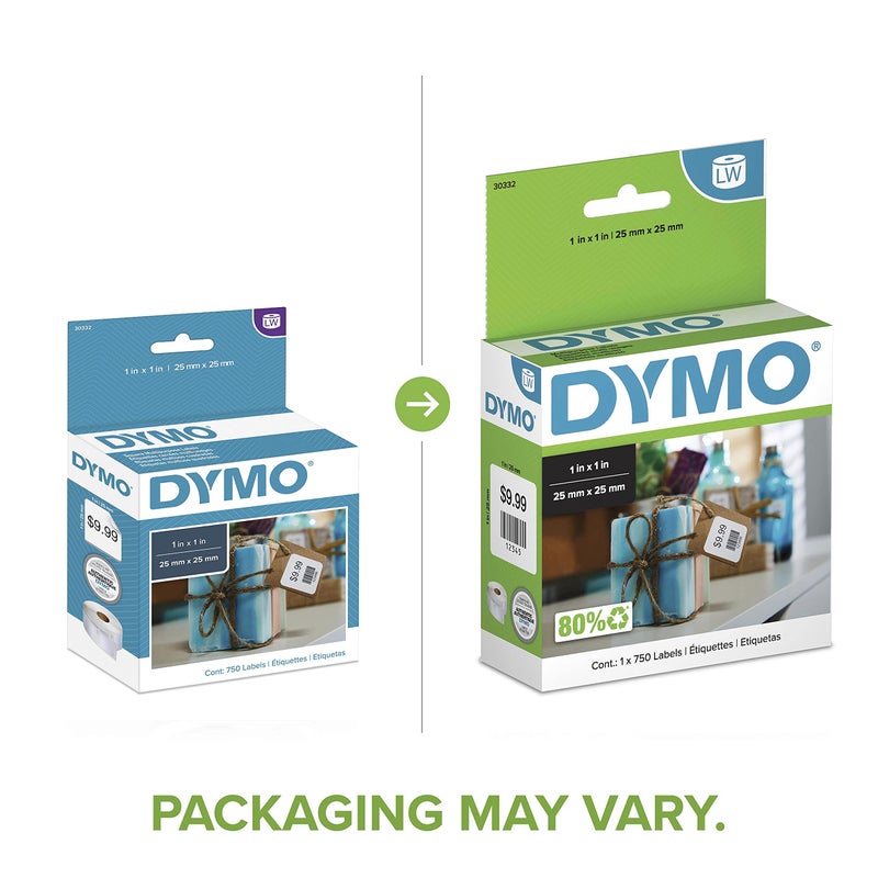 DYMO Authentic LW Multi-Purpose Square Labels DYMO Labels for LabelWriter Printers Great for Barcodes 1" x 1" 1 Roll of 750 - Image 2