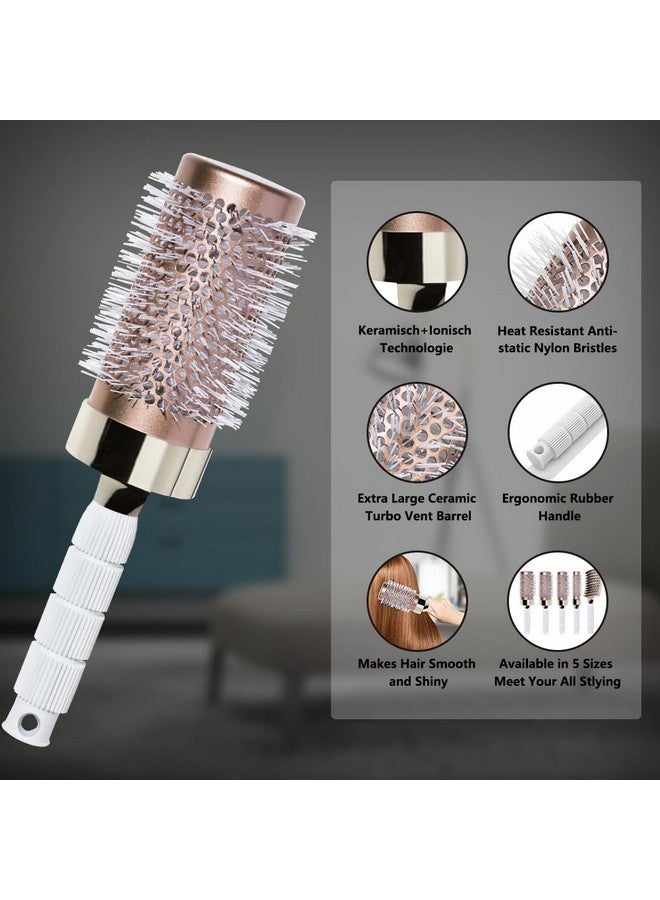 Aozzy 5Pcs Round Brush For Blow Drying Round Brush Set With Boar Bristle Curved Vented Hair Brush Nano Thermal Round Hairbrush For Drying Styling Make Hair Healthy Shiny And Soft - Image 3
