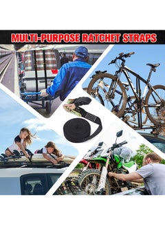 RATSAW 20 FT Ratchet Straps Ratchet Tie Downs Straps 6M  25mm Heavy Duty Tensioning Belts Adjustable Cam Buckles Strap Lashing Straps for Motorcycles Car Trailer Household Black 2 Pack  - Image 2