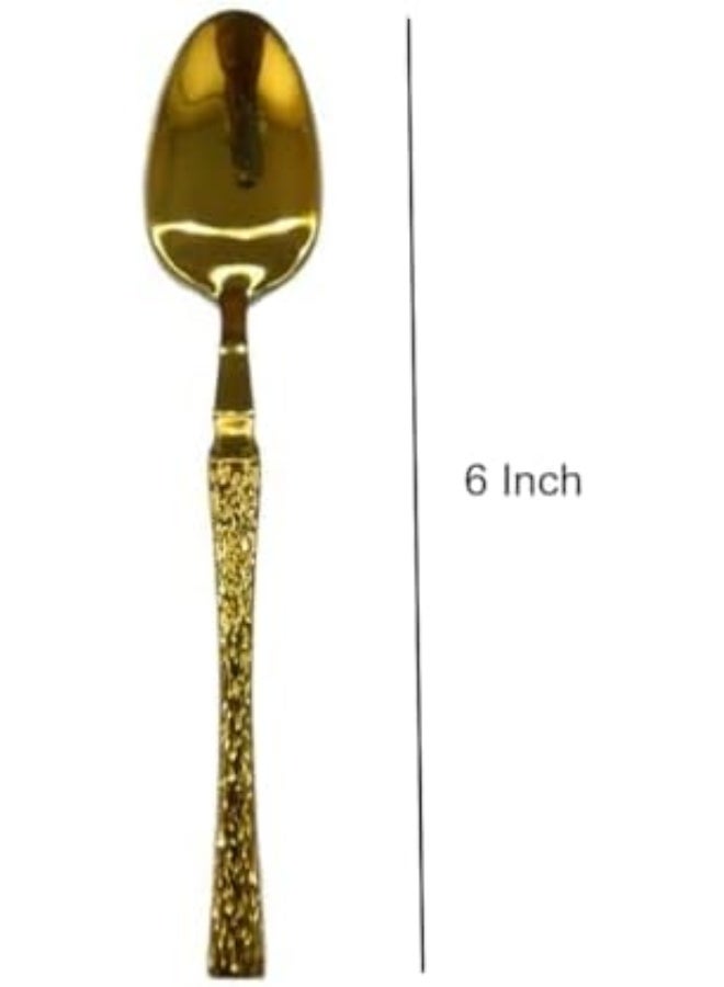 ECVV 6pcs, Stainless Steel Tea Spoons | Coffee Spoons findTop Heavy-duty Spoons Cutlery Set Gold - Image 3