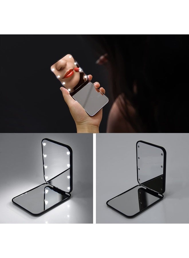 Kintion Pocket Mirror, 1X/3X Magnification LED Compact Travel Makeup Mirror, Compact Mirror with Light, Purse Mirror, 2-Sided, Portable, Folding, Handheld, Small Lighted Compact Mirror for Gift, Black - Image 5