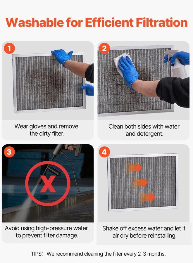 VEVOR Electrostatic Air Filter, 16x20x1 inch Washable & Reusable Aluminum AC/HVAC Furnace Filter, MERV 8 Long Lifetime, Healthier Home or Office (Actual Size: 15.5 x 19.75 x 0.82 in) - Image 5