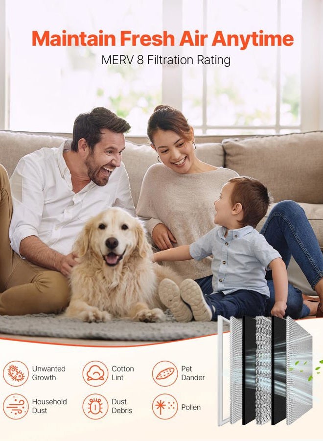 VEVOR Electrostatic Air Filter, 16x20x1 inch Washable & Reusable Aluminum AC/HVAC Furnace Filter, MERV 8 Long Lifetime, Healthier Home or Office (Actual Size: 15.5 x 19.75 x 0.82 in) - Image 2