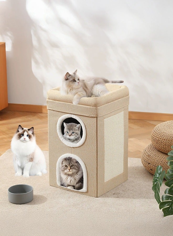 XiuWoo Cat Bed, Warm, With Claw Sharpener, Multi-functional, Foldable, Space Saving, For Winter, Dome, Cold Protection, Cat House, Indoor Use, Thermal Insulation, Cat Beds, Warm, Pet House, For Dogs - Image 1