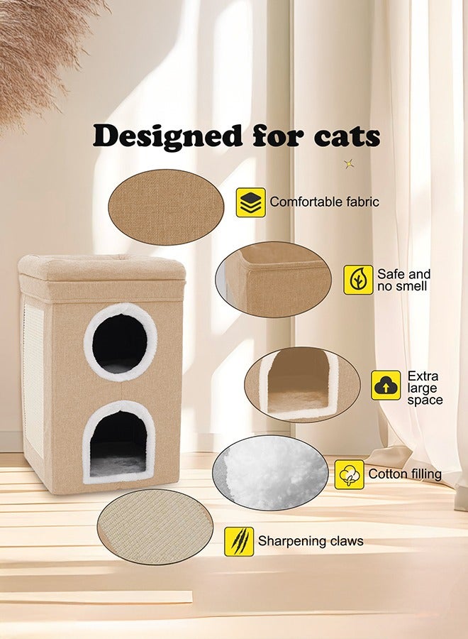 XiuWoo Cat Bed, Warm, With Claw Sharpener, Multi-functional, Foldable, Space Saving, For Winter, Dome, Cold Protection, Cat House, Indoor Use, Thermal Insulation, Cat Beds, Warm, Pet House, For Dogs - Image 2