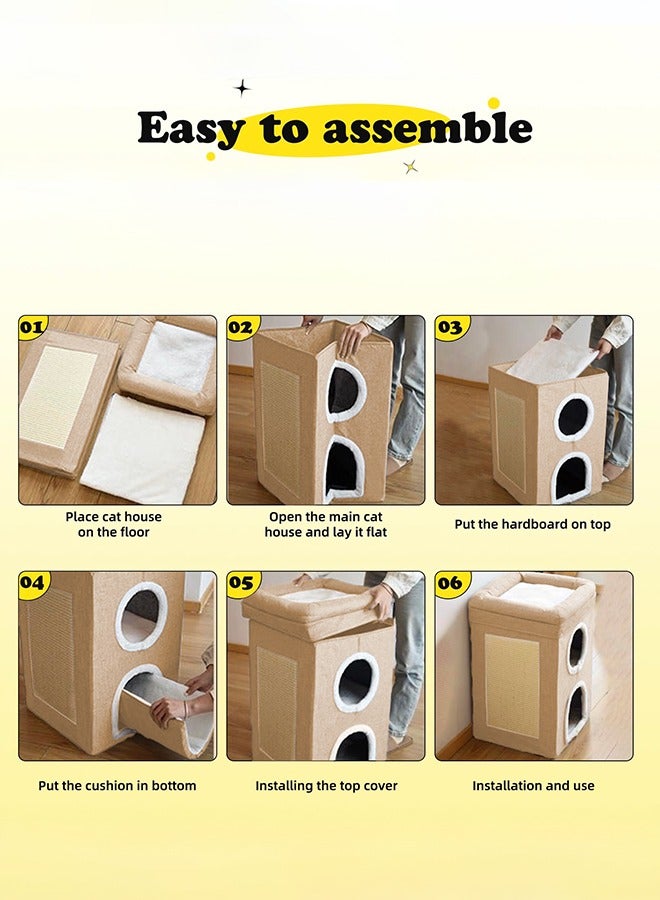XiuWoo Cat Bed, Warm, With Claw Sharpener, Multi-functional, Foldable, Space Saving, For Winter, Dome, Cold Protection, Cat House, Indoor Use, Thermal Insulation, Cat Beds, Warm, Pet House, For Dogs - Image 3