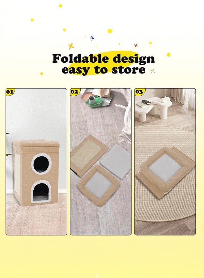 XiuWoo Cat Bed, Warm, With Claw Sharpener, Multi-functional, Foldable, Space Saving, For Winter, Dome, Cold Protection, Cat House, Indoor Use, Thermal Insulation, Cat Beds, Warm, Pet House, For Dogs - Image 4