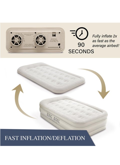 Twin Air Mattress with Built-in Pump - Double High Elevated Raised Airbed for Guests with Comfortable Top Inflatable Bed
