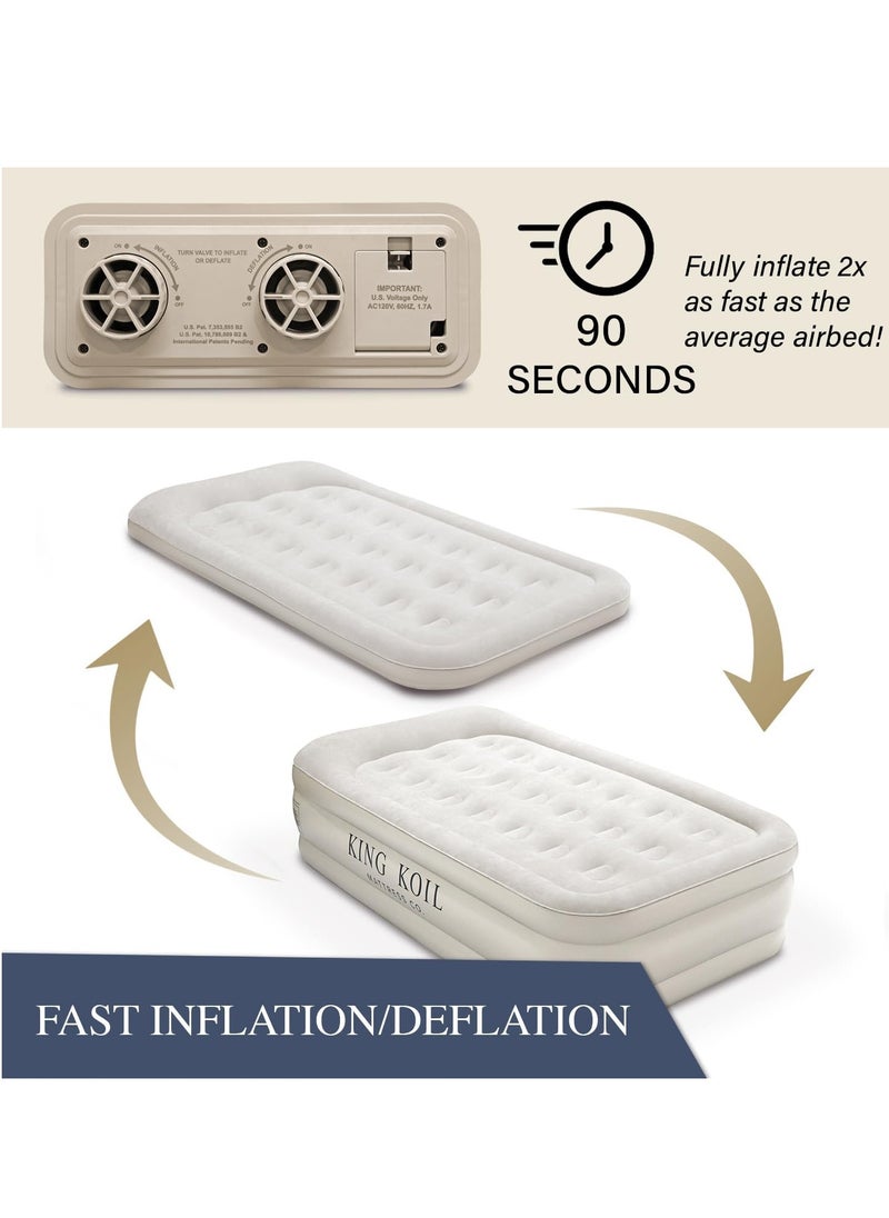 Generic - Twin Air Mattress with Built-in Pump - Double High Elevated Raised Airbed for Guests with Comfortable Top Inflatable Bed - Image 1