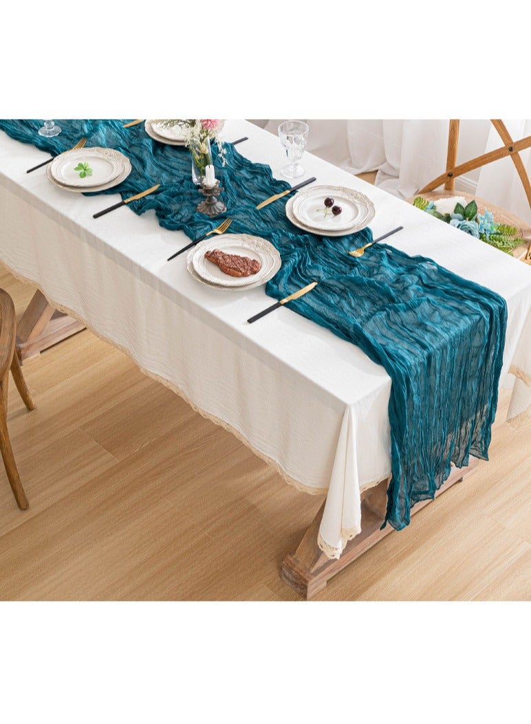 PYC Wedding Bridal Baby Shower Birthday Party Table Decorations Boho Gauze Cheese Cloth Long Cheesecloth Table Runner 90*300cm  - Image 1