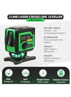 Tomahawk TOMAHAWK TLL2CL4H1V 2 Line Green SelfLeveling Laser Level 25 meter 82 Feet Cross Line Leveller with Horizontal and Vertical Magnetic Bracket for Home Building Construction DIY  - Image 4