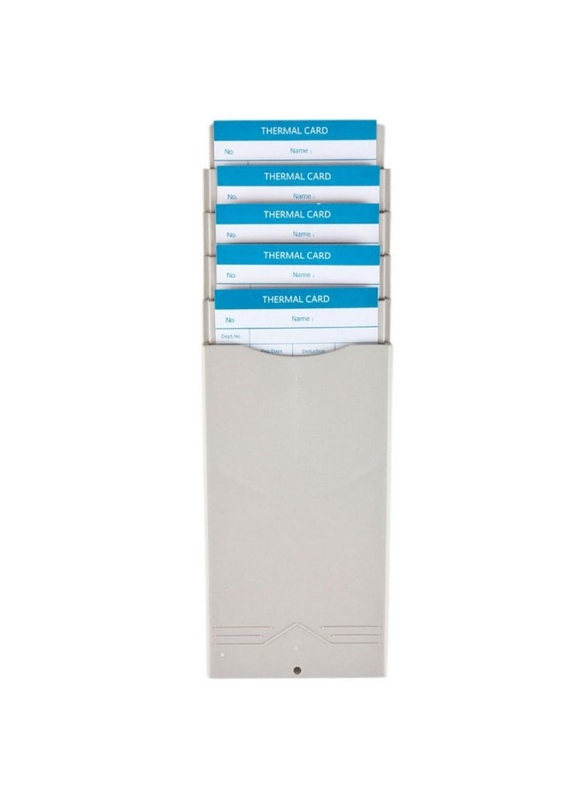 Flexzion Time Card Holder Wall Mount Rack 5 Pocket Slots Expandable Stacking Compatible With 7" Inch Cards Pyramid Series 2000 6000 Attendance Payroll Recorder For Office Punch In Clock Out (Beige)  - Image 1