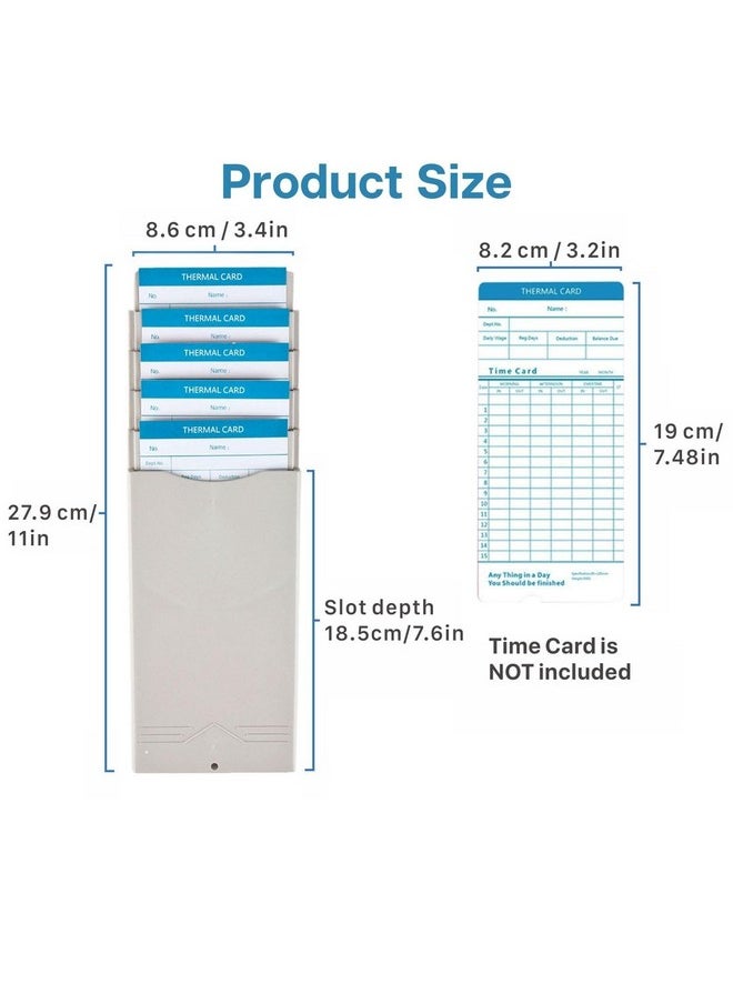 Flexzion Time Card Holder Wall Mount Rack 5 Pocket Slots Expandable Stacking Compatible With 7" Inch Cards Pyramid Series 2000 6000 Attendance Payroll Recorder For Office Punch In Clock Out (Beige)  - Image 3
