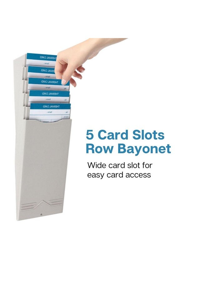 Flexzion Time Card Holder Wall Mount Rack 5 Pocket Slots Expandable Stacking Compatible With 7" Inch Cards Pyramid Series 2000 6000 Attendance Payroll Recorder For Office Punch In Clock Out (Beige)  - Image 5