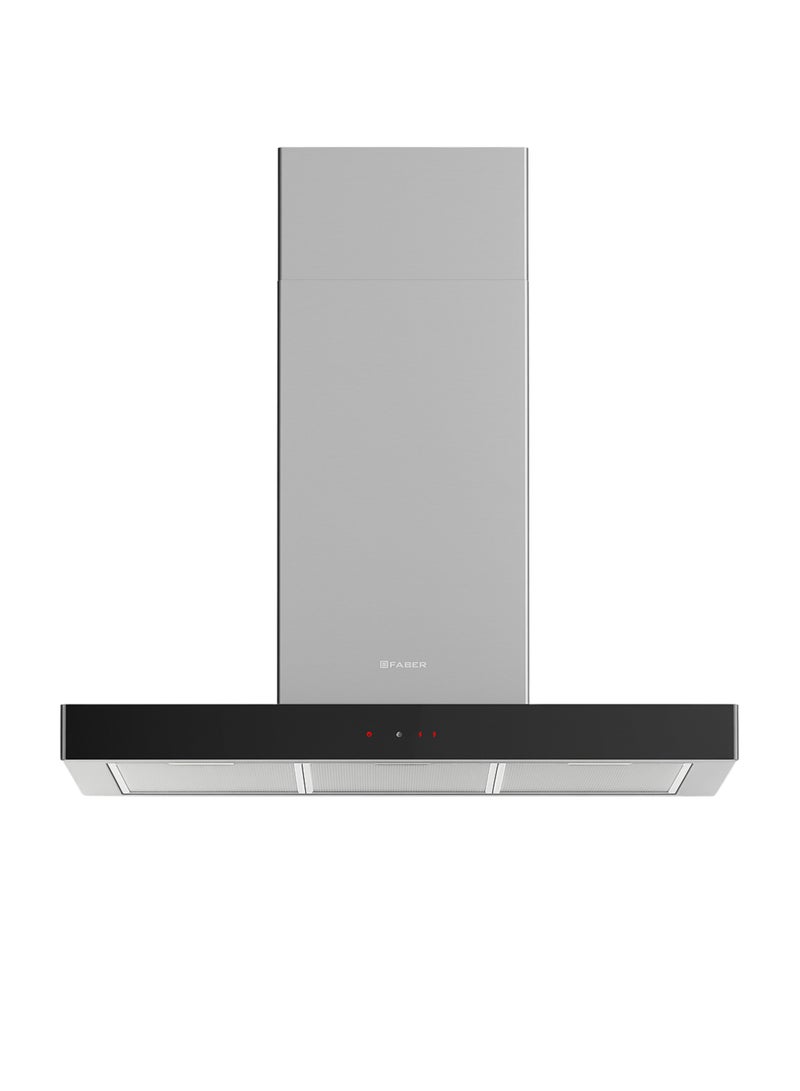 فابر Kitchen Cooker Hood, 90 cm Island, 710 m³/h Suction Power,3 Speed Settings + Intensive Mode T-shape Design, Touch Control,  LED Lights, Stainless Steel & Black Glass,  STILO GLASS SMART ISOLA A90/2 ( 𝗠𝗮𝗱𝗲 𝗶𝗻 𝗜𝘁𝗮𝗹𝘆 ) 250 W 325.0618.802 Stainless Steel Silver - Image 1