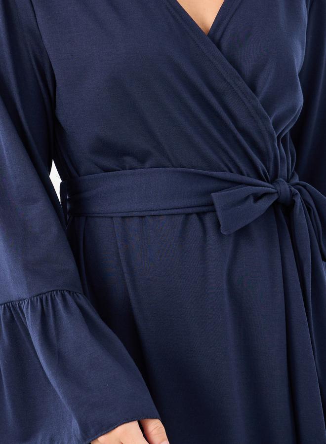 Styli Wide Ruffle Sleeve Contrast Lettuce Trim Robe - Image 3