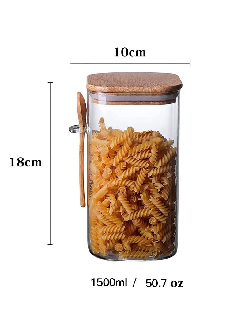 Sharpdo Glass Storage Jar with Wood Lids and Spoon Canister Food Containers For Food Tea Coffee Beans - Image 5