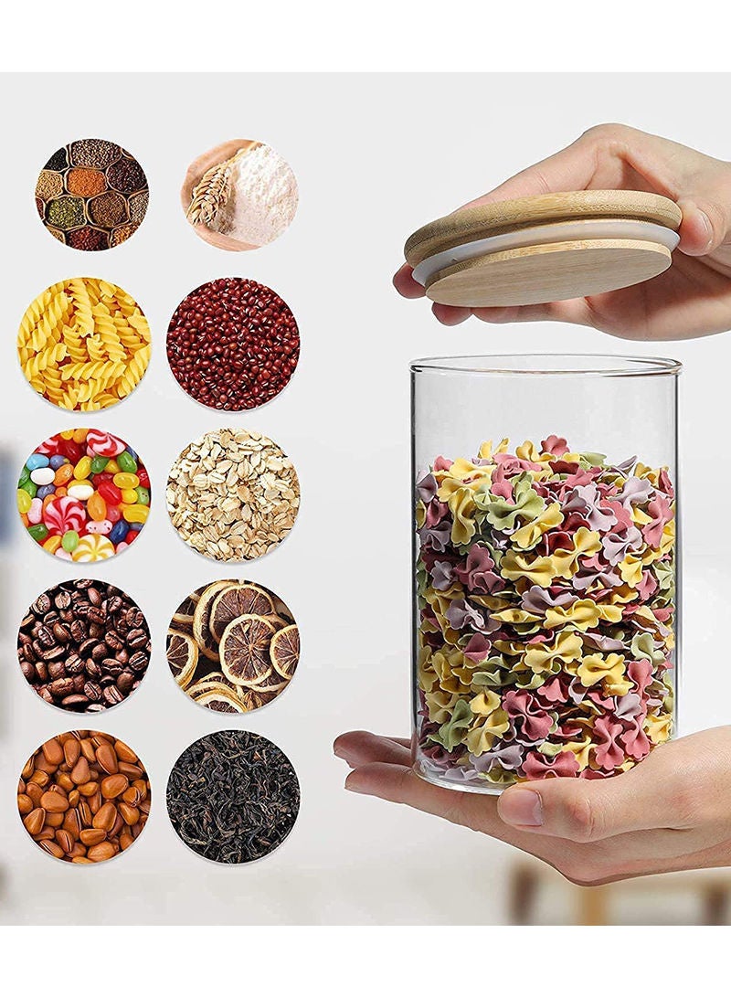 Sharpdo Glass Storage Jar with Wood Lids and Spoon Canister Food Containers For Food Tea Coffee Beans - Image 3