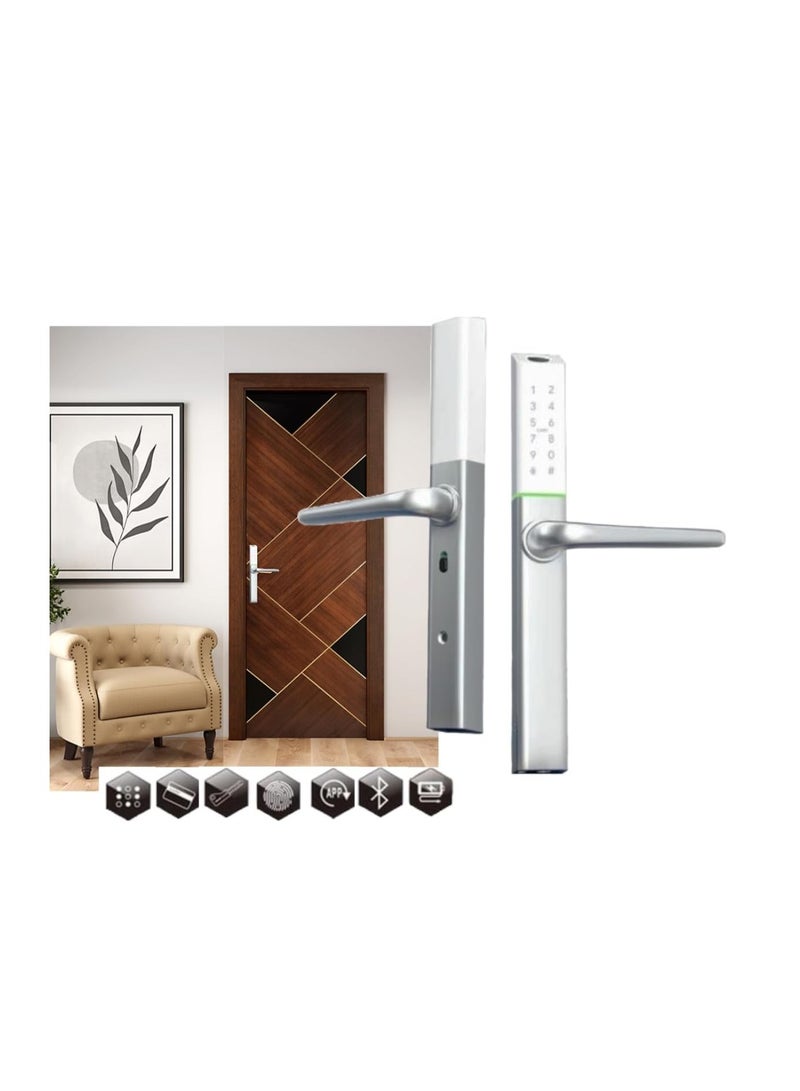 KNP KNP Electronic Smart Door Lock For Wooden Door with 5 Functions- Fingerprint, Passcode, Mobile App, Smart IC Card, Metal Key for both Indoors and Outdoors (2 YEARS WARRANTY) 10 x 15 x 10 cm 