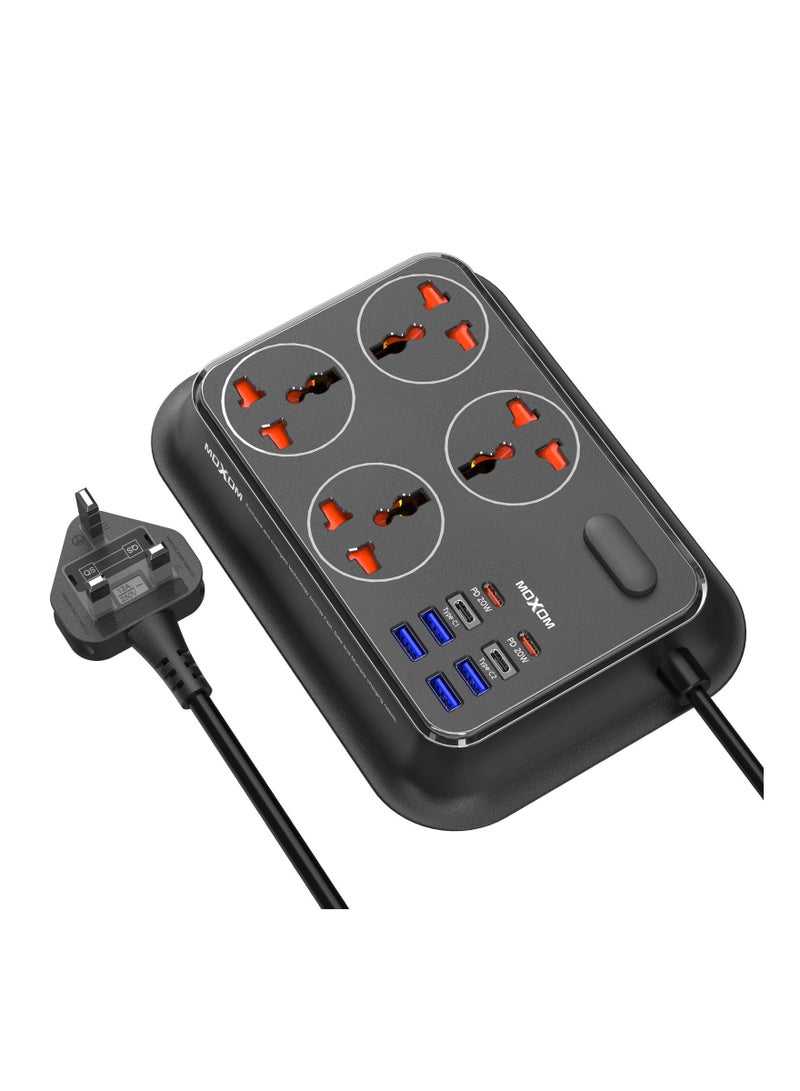 MOXOM Power Strip with 4 Anti Static Sockets, 4 USB, 4 Type C Ports, 2 Meter Length MX-ST23 - Image 1