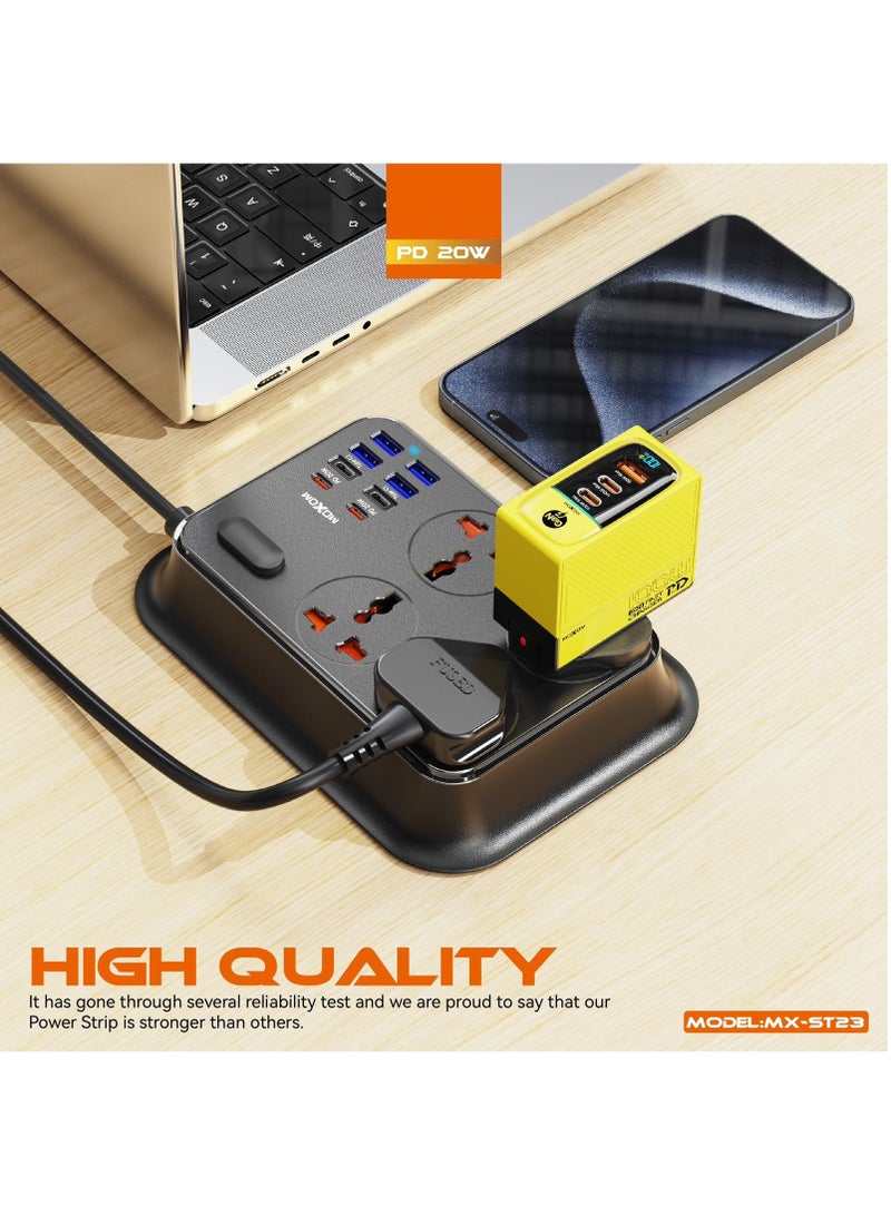 MOXOM Power Strip with 4 Anti Static Sockets, 4 USB, 4 Type C Ports, 2 Meter Length MX-ST23 - Image 5