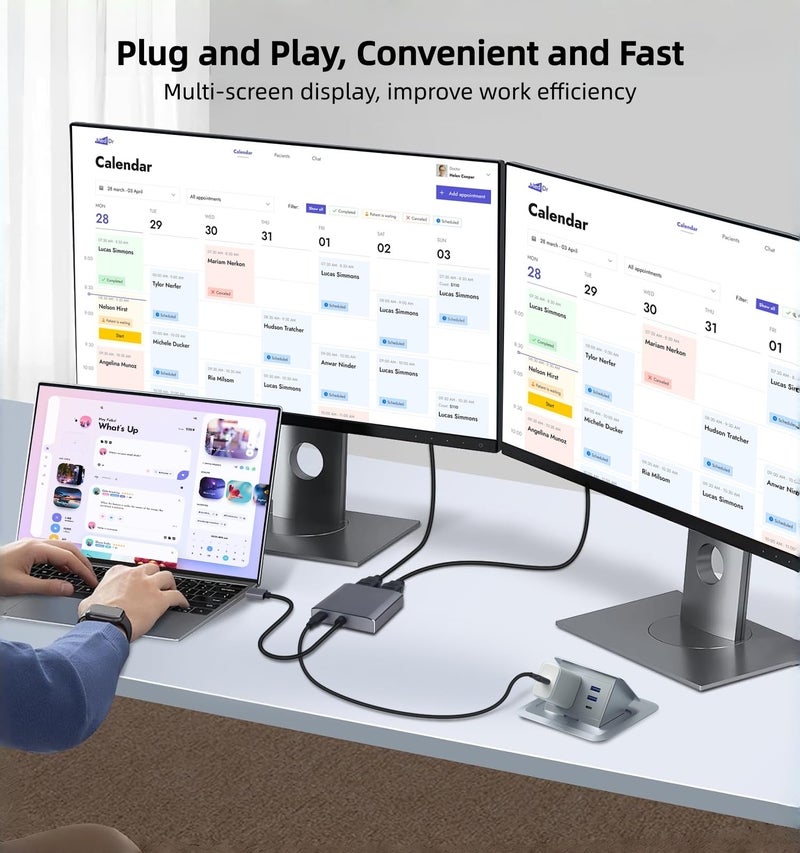 XinYaa DisplayPort to Dual HDMI Adapter,4K@60Hz DP Source to HDMI Splitter Extended Display Adapter for Dual Monitors, Display Port Converter for NVIDIA, AMD Graphics Card Support MST & SST Mode - Image 3