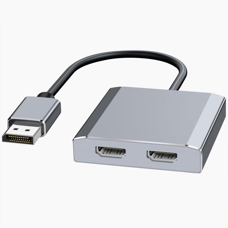 XinYaa DisplayPort to Dual HDMI Adapter,4K@60Hz DP Source to HDMI Splitter Extended Display Adapter for Dual Monitors, Display Port Converter for NVIDIA, AMD Graphics Card Support MST & SST Mode - Image 1