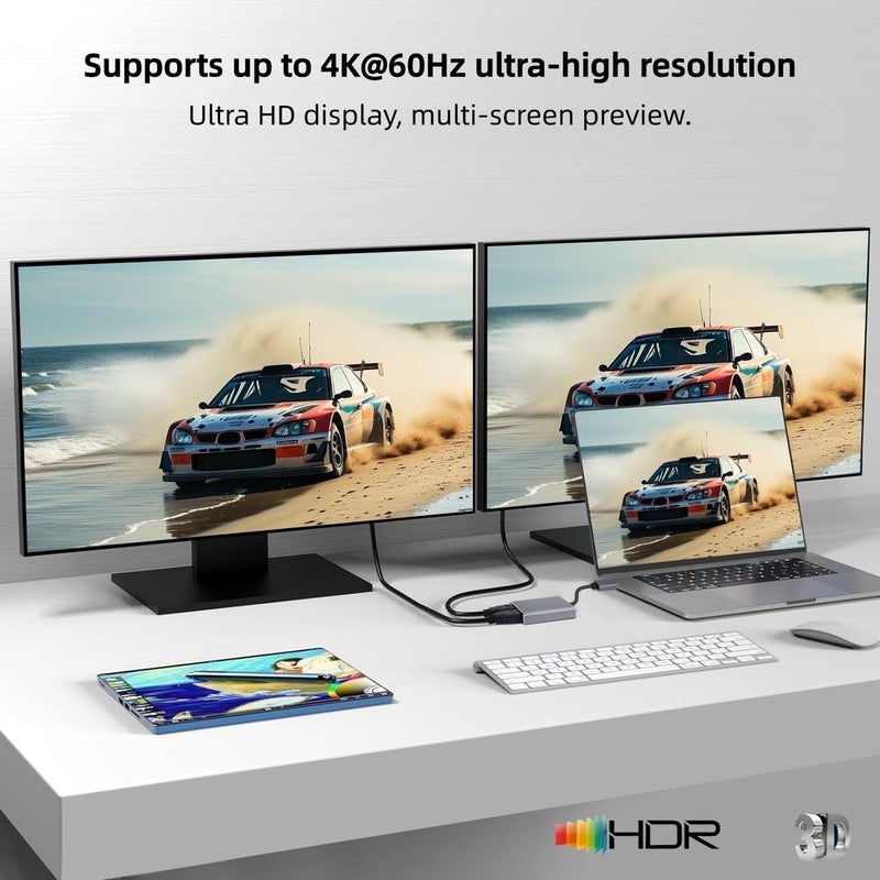 XinYaa DisplayPort to Dual HDMI Adapter,4K@60Hz DP Source to HDMI Splitter Extended Display Adapter for Dual Monitors, Display Port Converter for NVIDIA, AMD Graphics Card Support MST & SST Mode - Image 4