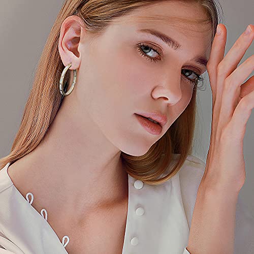CiNily Big Gold Hoop Earrings Womens Opal Jewelry 14K Yellow Gold Plated Yellow Large Gemstone Earrings 32mm - Image 2