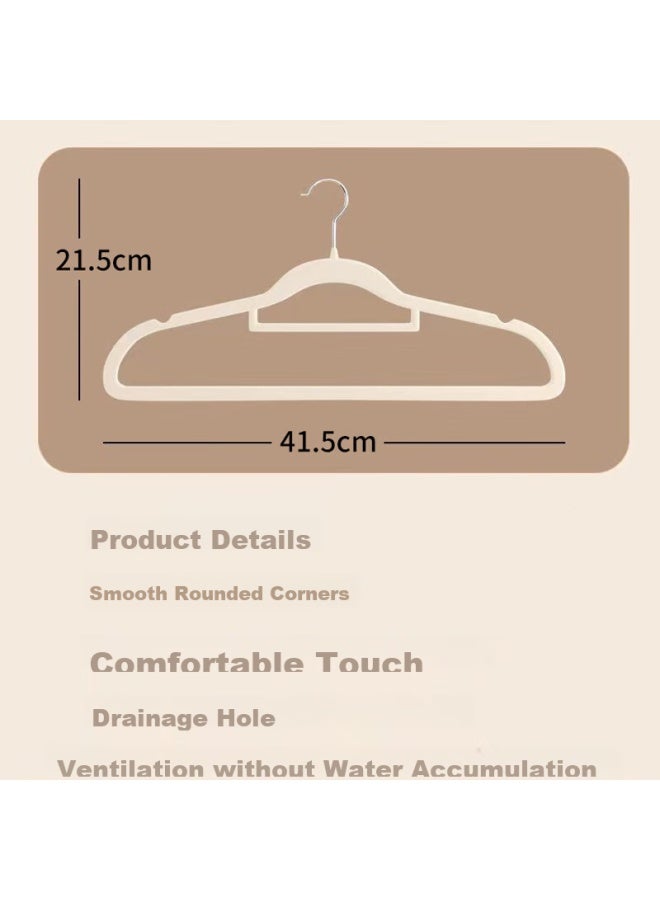 Mengting Velvet Hangers, Non-slip Closet Hangers, Clothes Hangers, Drying Hangers, Shoulder Hangers, Clothes Rack, Beige, 10 Pieces