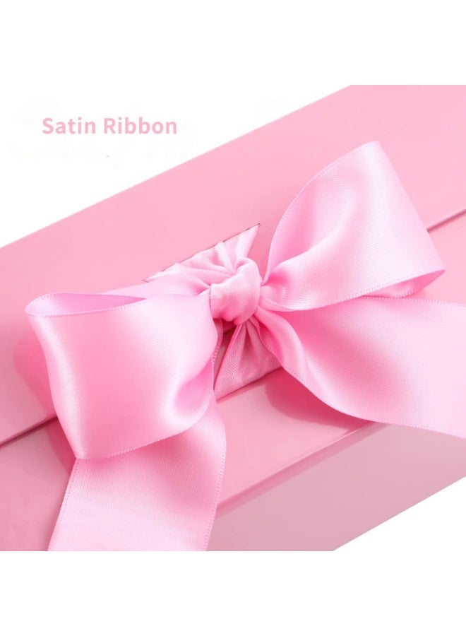 Luxury Magnetic Gift Box, Pink Medium Gift Box with Ribbon, Folding Gift Box for Presents With Magnetic Lid, Suitable for Festival, Birthday, Anniversary, 26x19x8 cm - Image 3