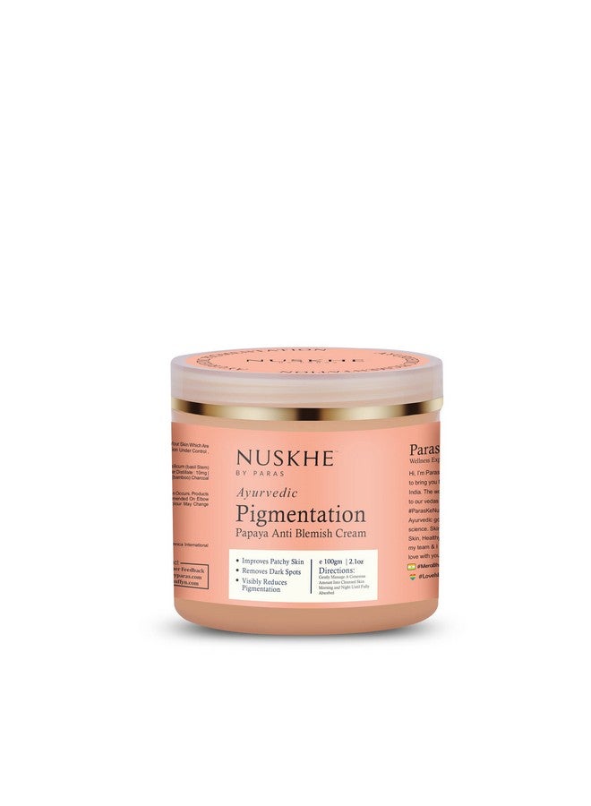 Nuskhe By Paras Ayurvedic Pigmentation Papaya Anti Blemish Cream For Pigmentation And Blemishes Removal 100 Ml (Unisex Product Suitable For All Skin Types) - Image 1