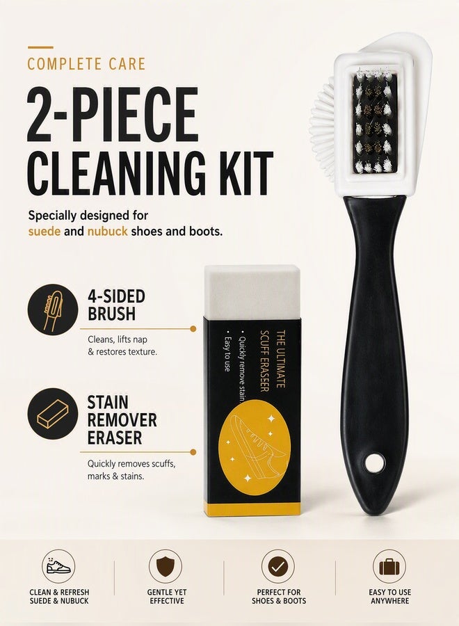 Osowake 4-Sided Suede Nubuck Cleaning Brush Kit for Shoes and Leather Boots - Image 2
