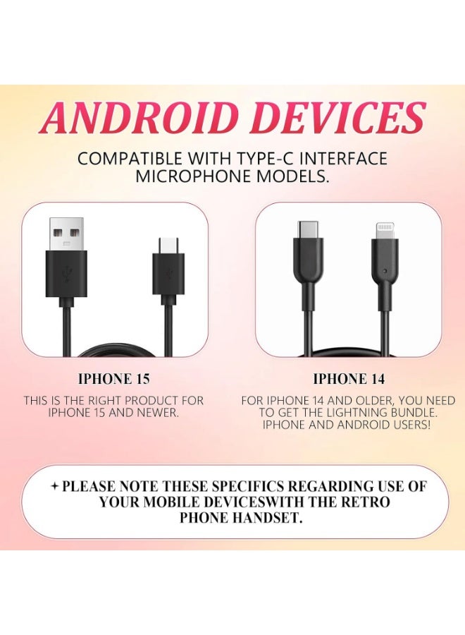 Retro Phone Handset, Retro Style Type-C Phone Handset,Vintage Wired Plug in Handheld Cell Phone Receiver with Microphone, Suitable for Cell Mobile Video Conferences,Calls,Meetings - Image 3