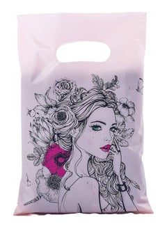 KASTWAVE 100 Pieces Plastic Bag With Die Cut  Handle Bag, Reusable Good Merchandise Bag Shopping Bag Retail Bag Restaurant Bag, Gift Bag Wrapping Bag with Die Cut Handles Pink Girl Pattern  15cm x 20cm  - Image 1