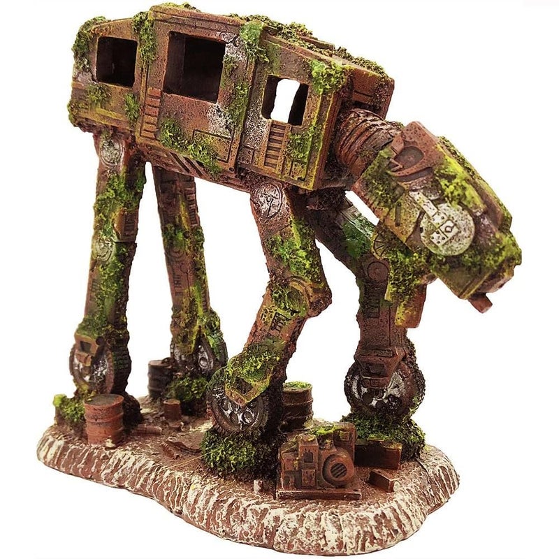 SLOCME Aquarium atat Imperial Walker Decorations Fish Tank Resin Robot Tropical Betta Fish Hide Cave Ornament