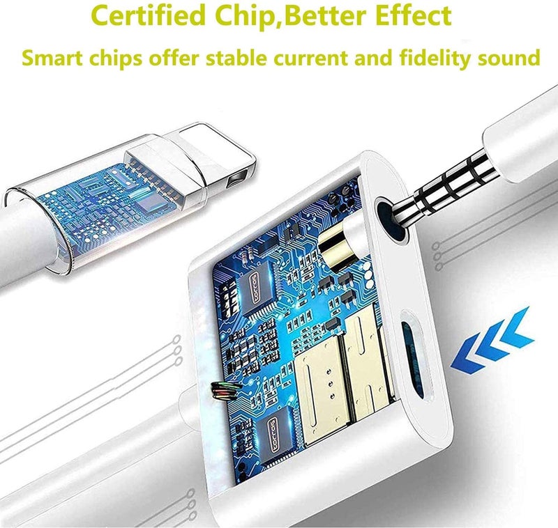 KPDP iPhone, [Apple MFi Certified] 2 in 1 Lightning to 3.5mm AUX Audio + Charger Splitter Compatible with iPhone 14/13/12/11/XS/XR/X 8/7/SE, Support Music Control(Not for Call) - Image 2